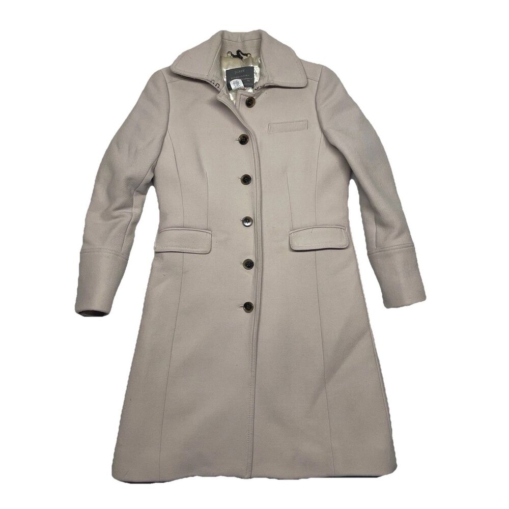 J. Crew Women's 4P Lady Day Topcoat in Italian Double-Cloth Wool Ivory/White